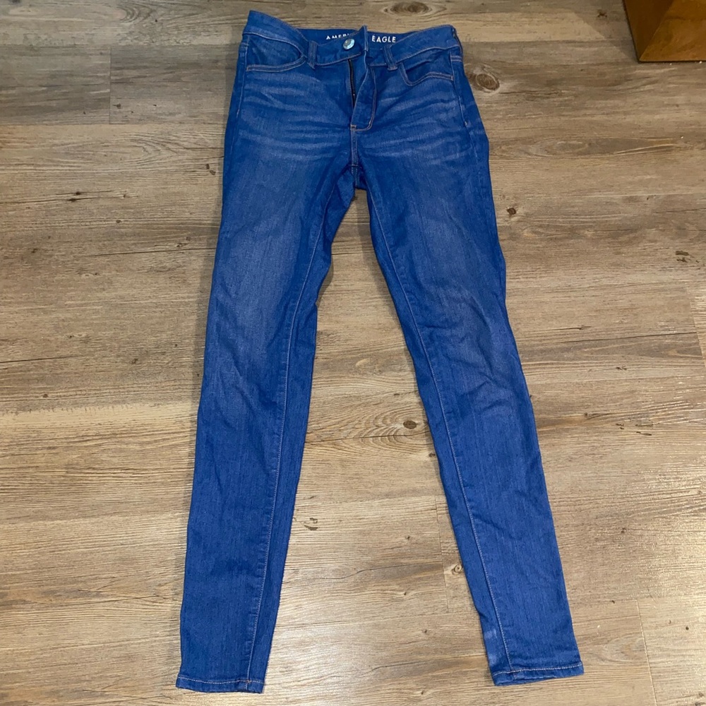 AE Super Stretch Bright Blue Skinny Jeans Stretch